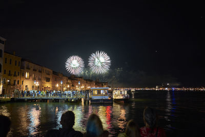 Firework display at night