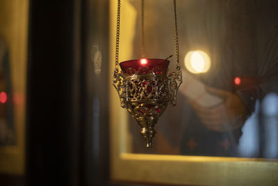 Close-up of illuminated light bulb