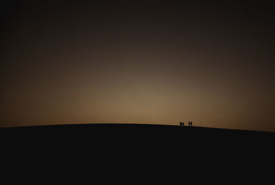 Scenic view of silhouette landscape against clear sky during sunset