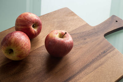 High angle view of apples on table