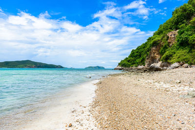 Scenic view of beach against sky