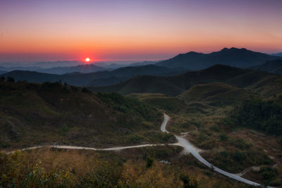 Scenic view of landscape against sky during sunset