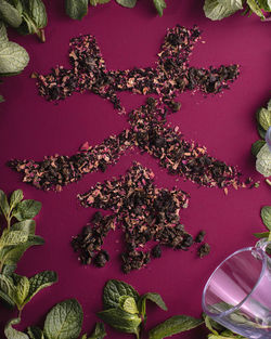 High angle view of flowers on table