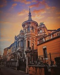 Low angle view of cathedral against sky during sunset