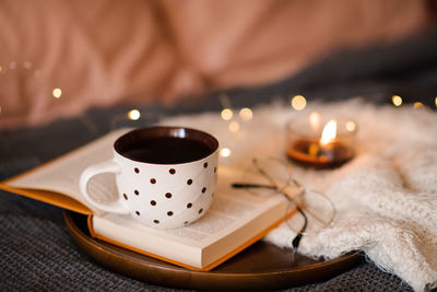 Close-up of coffee on table