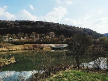 Scenic view of lake against sky