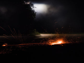 Firework display at night