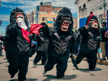 Group of people on mask in city