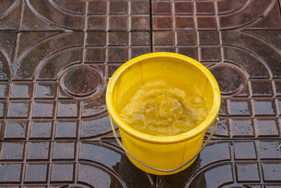 High angle view of drink