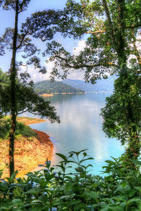 Scenic view of lake against sky