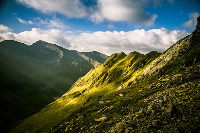 Scenic view of mountains against sky