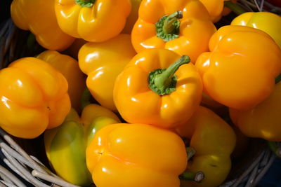 High angle view of bell peppers