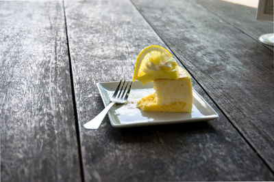 High angle view of breakfast on table