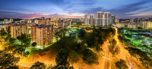 Panoramic view of city buildings against sky