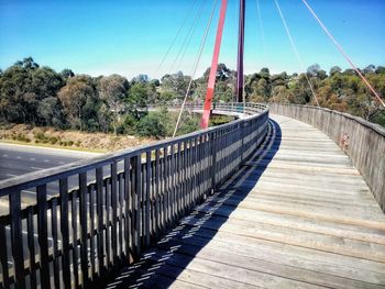 Bridge over road against clear sky