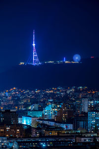 Illuminated city at night