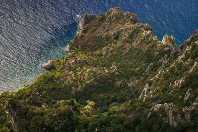 High angle view of rocks in sea