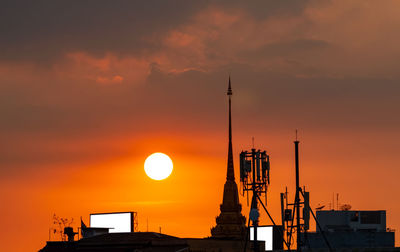 Silhouette of building against sky during sunset