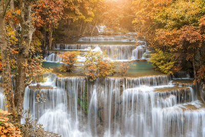 Huai mae khamin waterfall tier 4, khuean srinagarindra national park, kanchanaburi, thailand