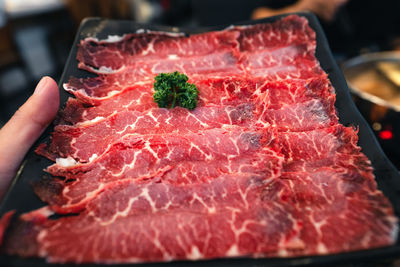 High angle view of person preparing food