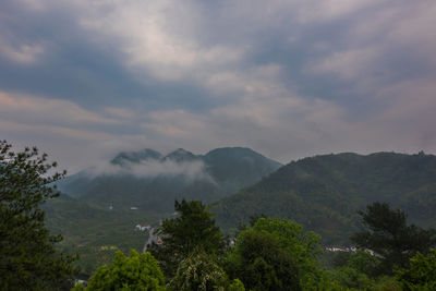 Scenic view of mountains against sky