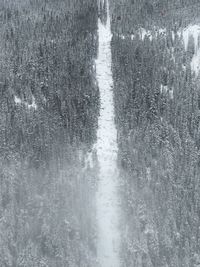 High angle view of snow on land