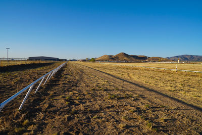 Scenic view of landscape against clear blue sky