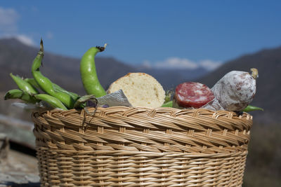 Close-up of bananas in basket