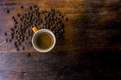 Directly above shot of coffee cup on table