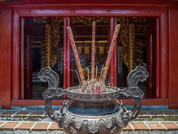 View of temple on building wall