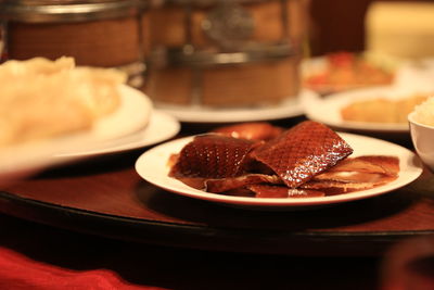 Close-up of meal served in plate