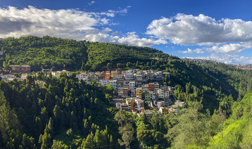 High angle view of townscape against sky