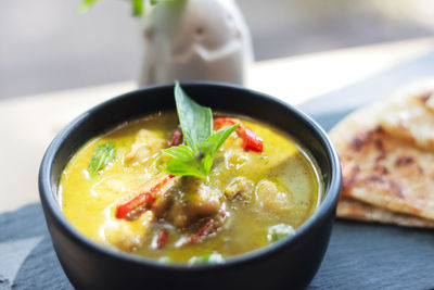 Close-up of soup in bowl