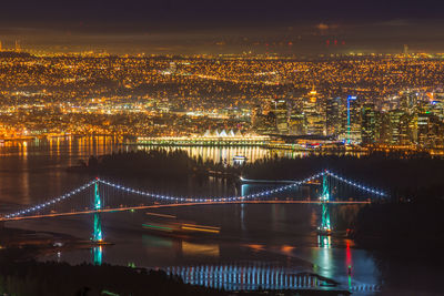 Illuminated cityscape at night