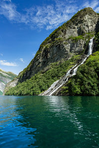The friar waterfall over the geiranger fjord, sunnmore, more og romsdal, norway