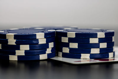 Close-up of coins on table