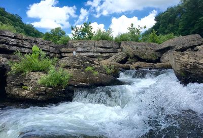 Scenic view of river flowing through rocks