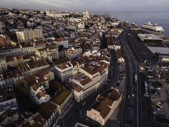 High angle view of buildings in city