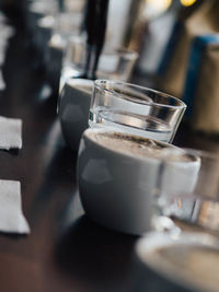 Close-up of coffee cup on table