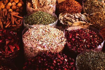 Full frame shot of spices for sale at market stall