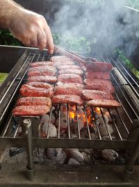 Close-up of meat on barbecue grill