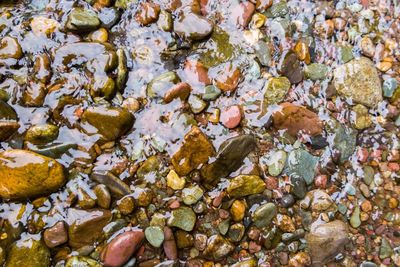 Water running over stones