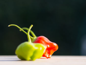 Close-up of bell peppers on table