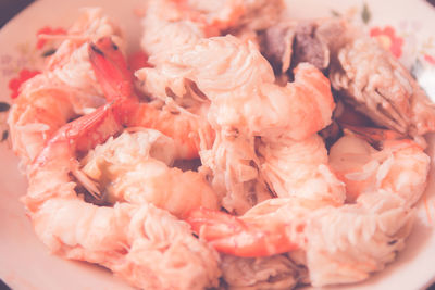 High angle view of prawns in plate