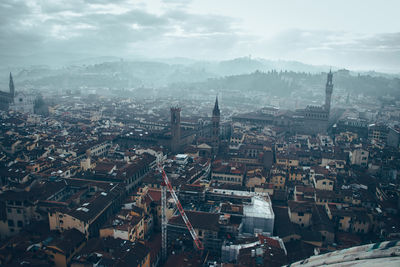 High angle view of city against sky