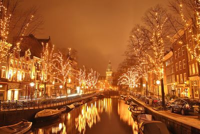 Illuminated city at night