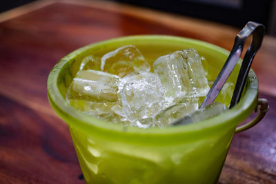 Close-up of drink in glass on table