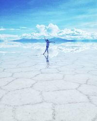 Close-up of balloons against blue sky