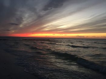 Scenic view of sea at sunset