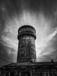 Low angle view of water tower against sky